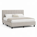 Letto matrimoniale imbottito beige in poliestere rettangolare 160 x 200 cm