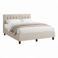 Letto matrimoniale imbottito beige in poliestere con testiera capitonné 160 x 200 cm