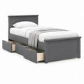 Letto singolo con 2 cassetti grigio antracite in legno massello di pino 100 x 190 cm