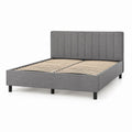 Letto matrimoniale con rete a doghe grigio in poliestere e legno 160 x 200 cm
