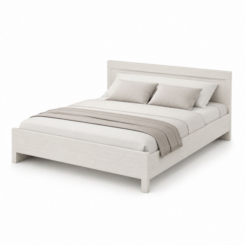Letto matrimoniale rettangolare bianco rovere in legno ingegnerizzato 160 x 200 cm