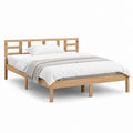 Letto matrimoniale in legno massello naturale con testiera a doghe 160 x 200 cm