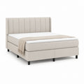 Letto matrimoniale contenitore beige in poliestere 160 x 200 cm con testiera imbottita