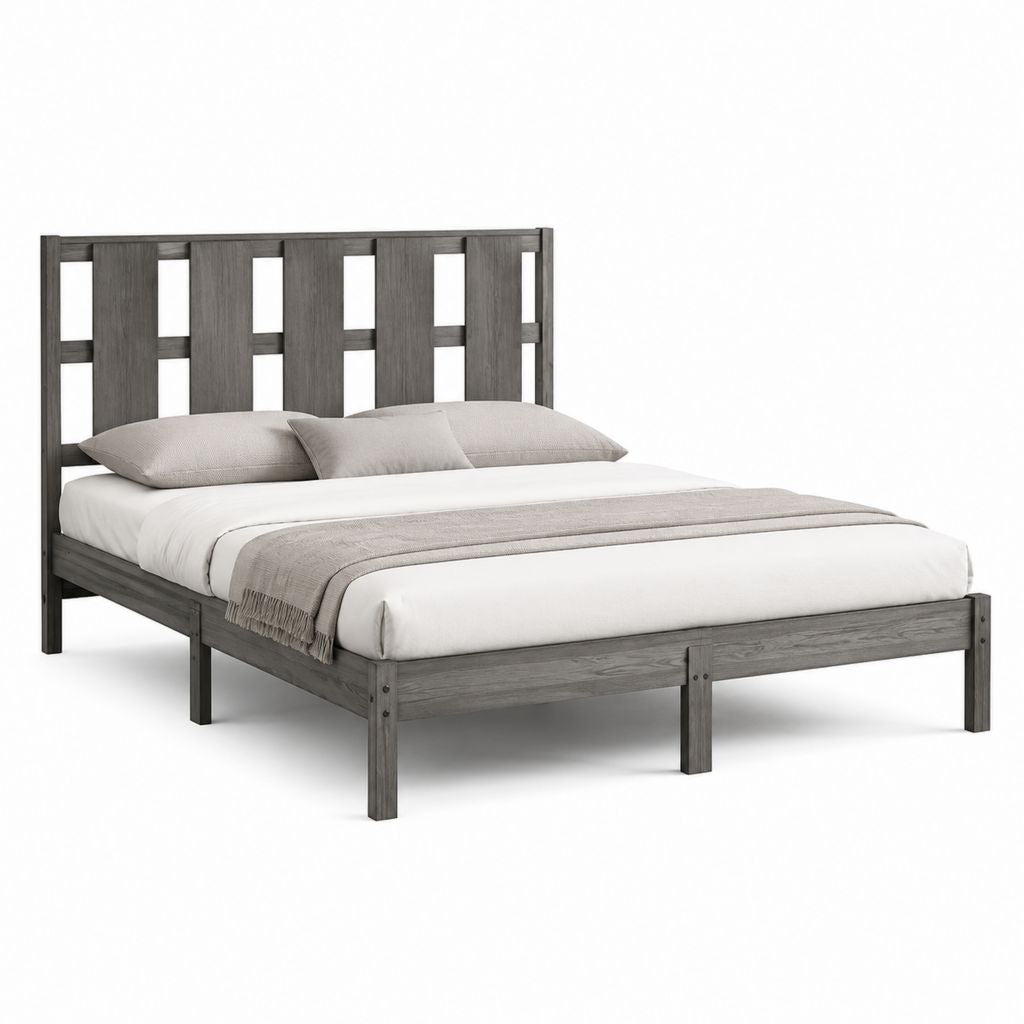 Struttura letto matrimoniale grigio antracite in legno massello di pino rettangolare 160 x 200 cm