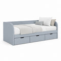 Letto singolo divano con 3 cassetti grigio azzurro in MDF rettangolare 90 x 200 cm