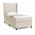 Letto singolo imbottito beige in poliestere con testiera capitonné 90 x 200 cm