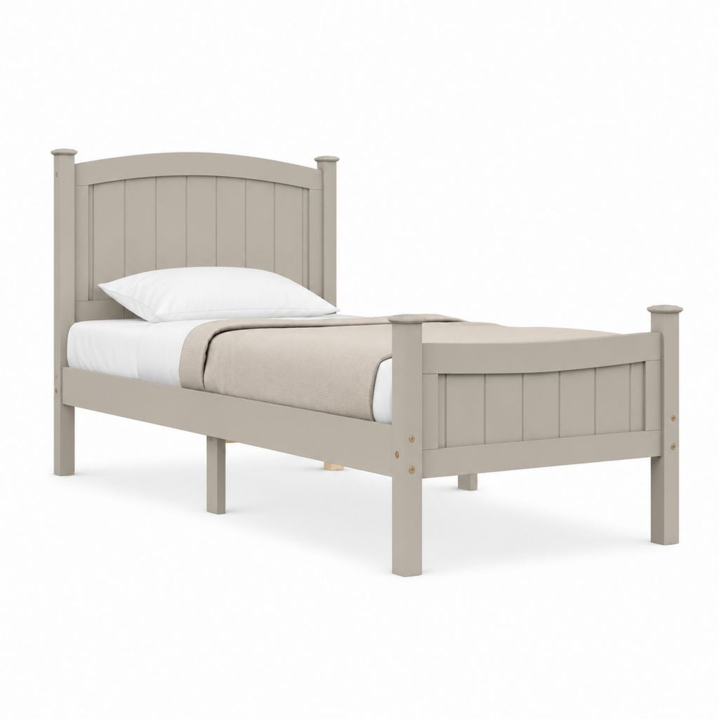 Letto singolo struttura beige in legno massello di pino 90 x 190 cm
