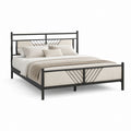 Letto matrimoniale con struttura in acciaio nero e pannelli in poliestere beige 160 x 200 cm