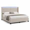 Letto matrimoniale con LED beige in poliestere trapuntato rettangolare per materasso 160 x 200 cm 215 x 172 x 125 cm