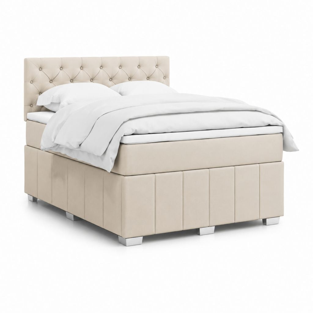 Letto matrimoniale imbottito beige in poliestere rettangolare 160 x 200 cm